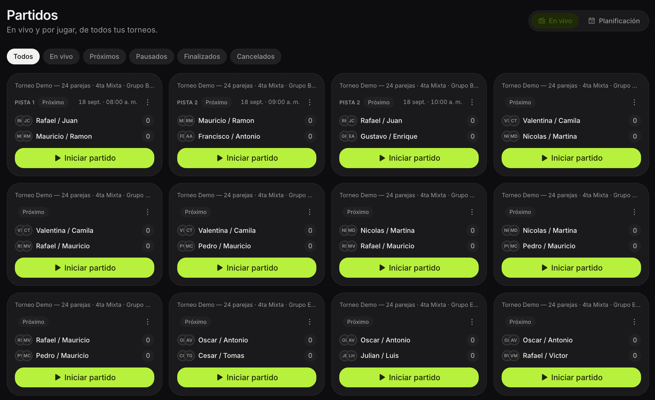 DeuceUp: Gestión de torneos de pádel.
